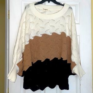 Impressions Boutique Scalloped  Color-block Sweater, NWT, Large